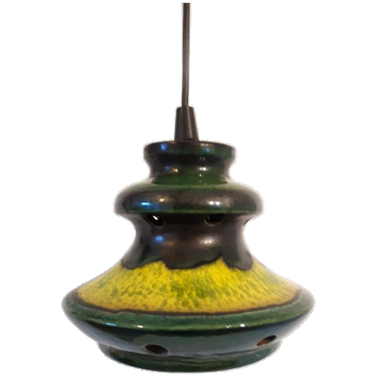 * Vintage Hanglamp Keramieke Lamp Jaren 70 Gele Lamp 1