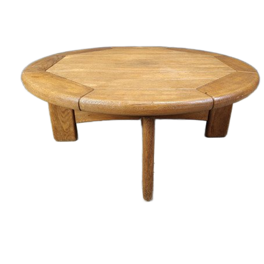 Danish Round Oak Coffee Table, 1960s 1