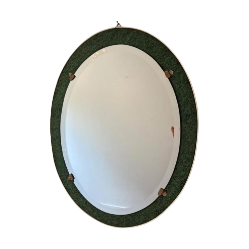 Fifties Vintage Ovale Spiegel Geslepen Glas Jaren 50