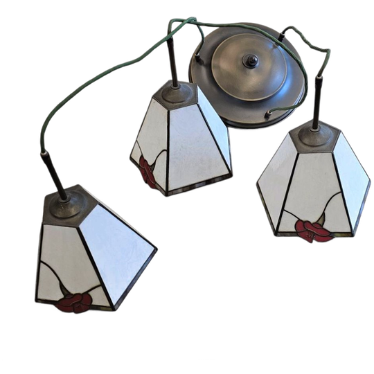 3 Light Chandelier With Glass Shades /art Deco 1