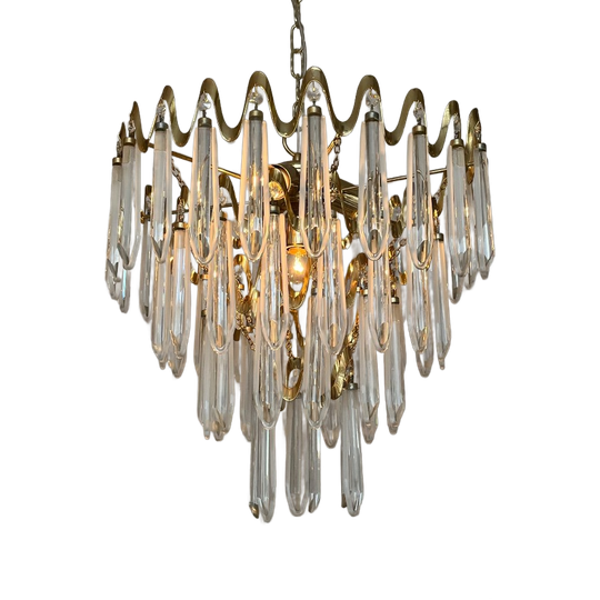 Vintage Luxueuze Art Deco Stijl 80’S Kristallen Kroonluchter 1