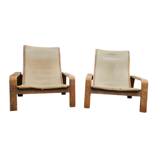 Mid-century Pulkka Lounge Chair By Ilmari Lappalainen For Asko, Finland, 1960s, Set Of 2 1
