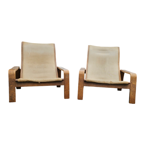 Mid-Century Pulkka Lounge Chair By Ilmari Lappalainen For Asko, Finland, 1960S, Set Of 2