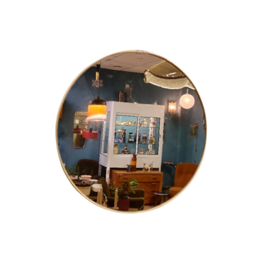 Vintage Wandspiegel Spiegel Mirror Messing Goud 1