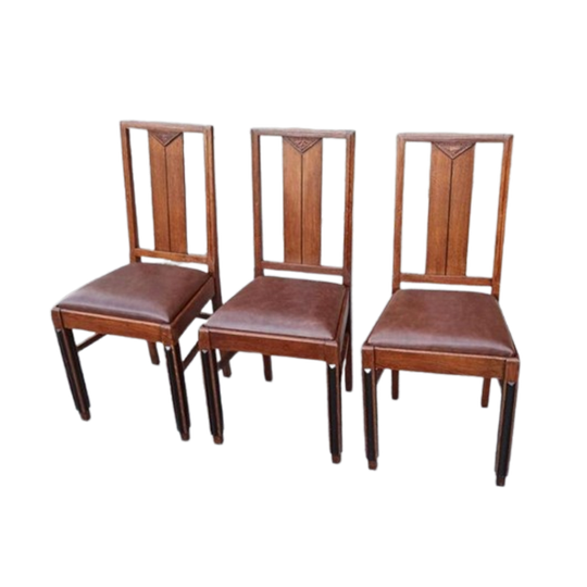 Set Van 2 Art Deco Amsterdamse School Eetkamerstoelen 1