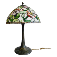Vintage Mid-century Xl Tiffany Tafellamp Jaren 60 Bloemen