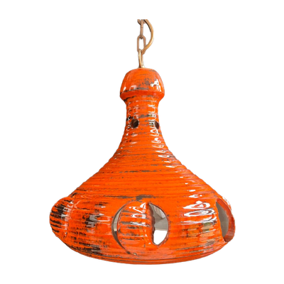 Vintage Hanglamp, West Duitse Lavalamp, Oranje Keramiek, Mid Century