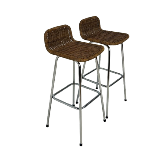 Set Of 2 Vintage Rattan Stools 1