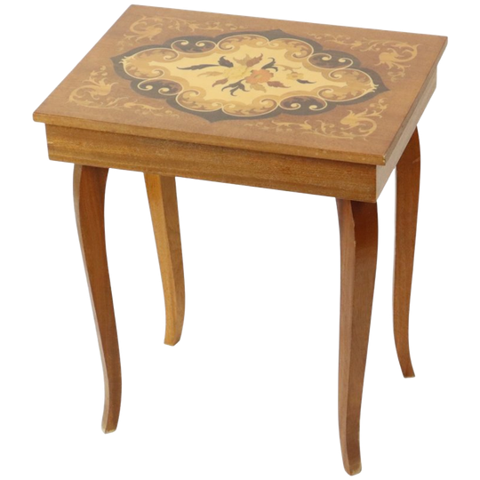 Italiaanse Muziekdoos Houten Tafeltje Sorrento Sankyo 1