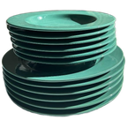 6x Diep Bord 6x Dinerbord Vintage Donkergroen thumbnail 1