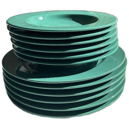 6x Diep Bord 6x Dinerbord Vintage Donkergroen 1