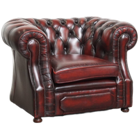 Klassieke En Luxe Rode Rundleren Chesterfield Clubfauteuil In Engelse Stijl Met Siernagels
