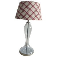 Tafellamp Retro Design Glazen Voet En Geblokte Kap (Set)
