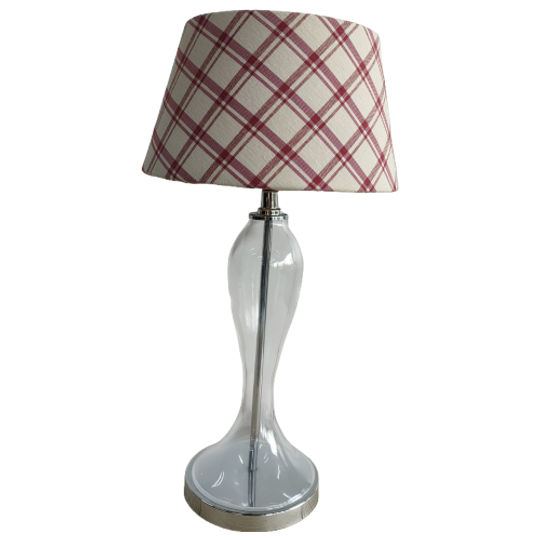 Tafellamp Retro Design Glazen Voet En Geblokte Kap (set) 1