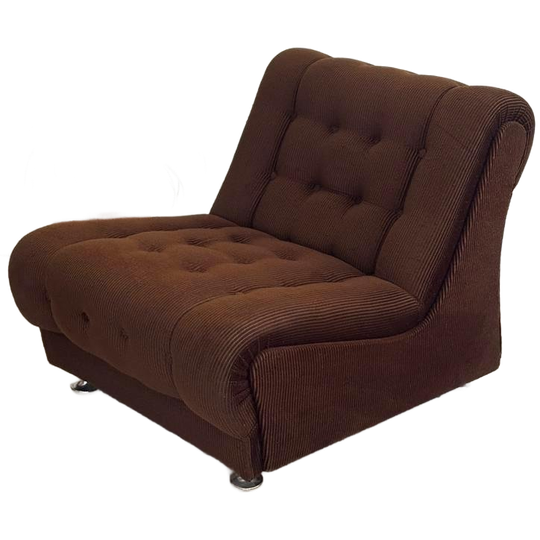Vintage Jaren 70 Lounge Fauteuil Bruine Rib 1