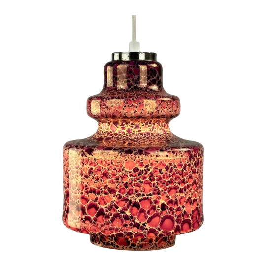 Purple Snake Skin Pattern Glass Pendant Light By Herda, 1970 1