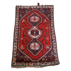 Gaaf Vintage Oosters Vloerkleed Met Onder Andere Een Mooie Fel Rode Kleur 114x69cm thumbnail 1
