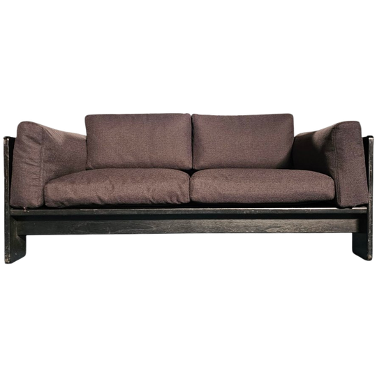 Two-seat Sofa “bastiano” From Afra & Tobia Scarpa For Gavina, Italy 60s. Black Solid Wood Frame A 1