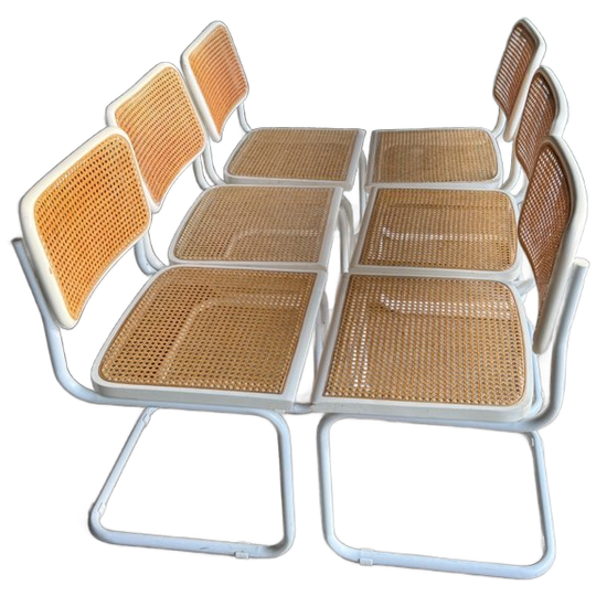 Set Van 6 Vintage B32 Cesca Stoelen Van Marcel Breuer, Italië 1980 1