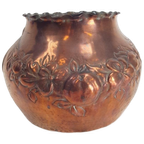 Art Deco Koper Plantenpot Zwaluwstaart Handmade Uniek 1920 thumbnail 1