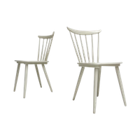 Set Witte Vintage Spijltjesstoelen, 1970’S