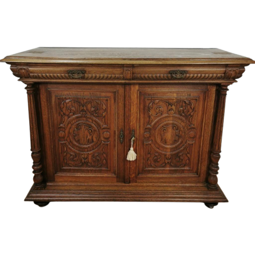 Antiek Vintage Landelijke Eiken Dressoir Wandkast Ladekast 2