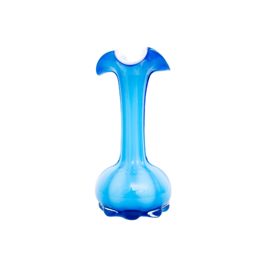 Blauwe Glazen Kelk Vaas - Reliving 1