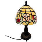 Tiffany Style Table Lamp - Stained Glass Shade And Decorative Base - Ca. 1980’S (No Cracks) thumbnail 1