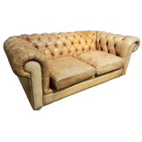 Gave Vintage Chesterfield 2,5 Zits Bank Camel Cognac