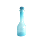 Vintage Mondgeblazen Karaf/Fles In Turquoise/Blauw Bellen Glas thumbnail 1