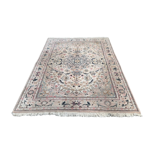 Handgeknoopt Oosters Keshan Vloerkleed 195x295cm - Perzisch Tapijt - Roze Beige - Reliving 1