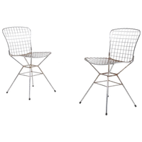 Pair Of Vintage Italian Design Architectural Steel Wire Chairs From 1970’s