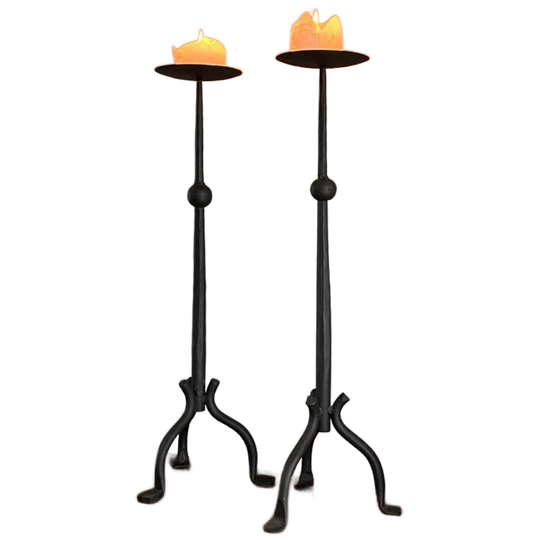 Set Of 2 Brutalist Style Metal Candle Holders 1
