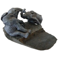 2x Beeld Olifant Sculpture Ornament Op Steen