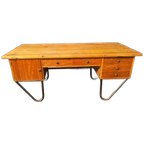 Jaren 60 Design Bureau Met Stalen Onderstel Werktafel thumbnail 1