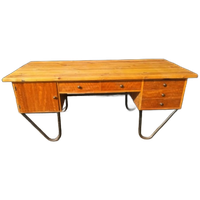 Jaren 60 Design Bureau Met Stalen Onderstel Werktafel