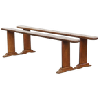 Stijlvolle Set Van 2 Antieke Franse Halbanken/ Bankjes Voor Aan De Eettafel thumbnail 1