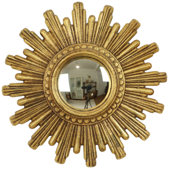 Kleine Zonnespiegel Sunburst Spiegel Goud Convex 24cm 1