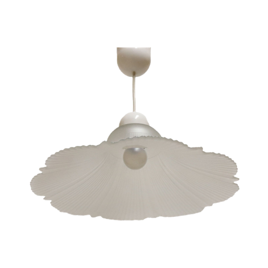 Vintage Frosted Glazen Bloem Hanglamp Wit <<<brand>>>. 1