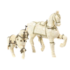Koppel Decoratieve Houten Paarden Bedekt Met Been Mozaïek Verzilverd thumbnail 1