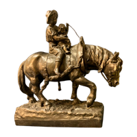 Origineel Beeld Van Richard Aurili (1834 - 1914) Childrens Riding.