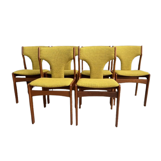 Set Of 6 Teak Eric Buch Dining Chairs Denmark 1