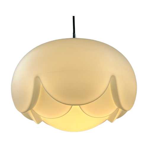 1 Of 4 Large Frosted Glass Artichoke Shaped Pendant Lamp Xl By Peill And Putzler, 1960