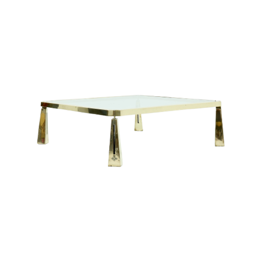 Large Rare Solid Brass Coffee Table By Peter Ghyczy 1980s 1