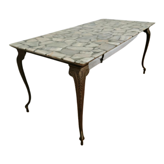 Vintage Hollywood Regency Salontafel Met Marmer Blad. 505 1