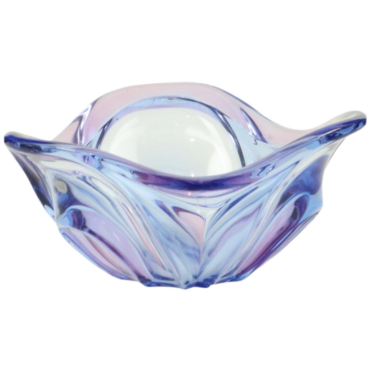 Vintage Murano Schaal Fruitschaal Blauw Paars Glas Sixties 1