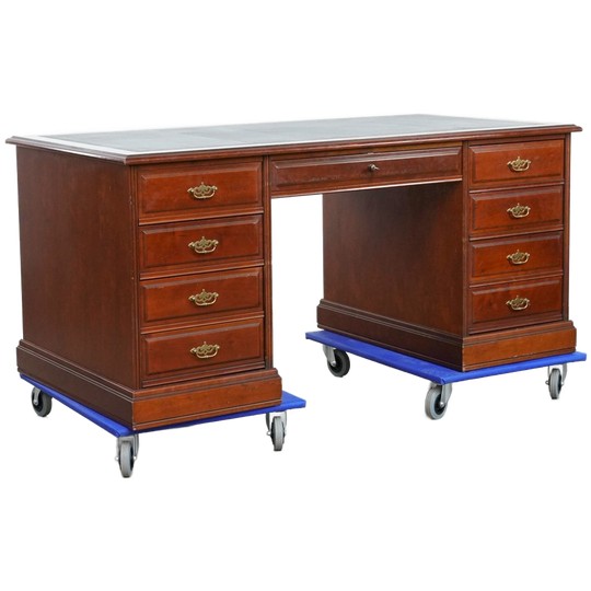 Klassiek Chesterfield Bureau/partner Desk In Engelse Stijl Met Een Mooi Zwart Lederen Blad 1