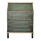 Groen Secretaire/ Vintage Kast In Donker Groen/ Kast Met Lades thumbnail 1