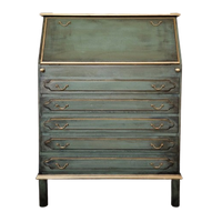 Groen Secretaire/ Vintage Kast In Donker Groen/ Kast Met Lades