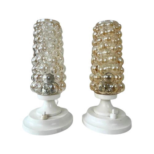 Vintage Tafellampjes - Bedlampjes Bubble Bubbelglas